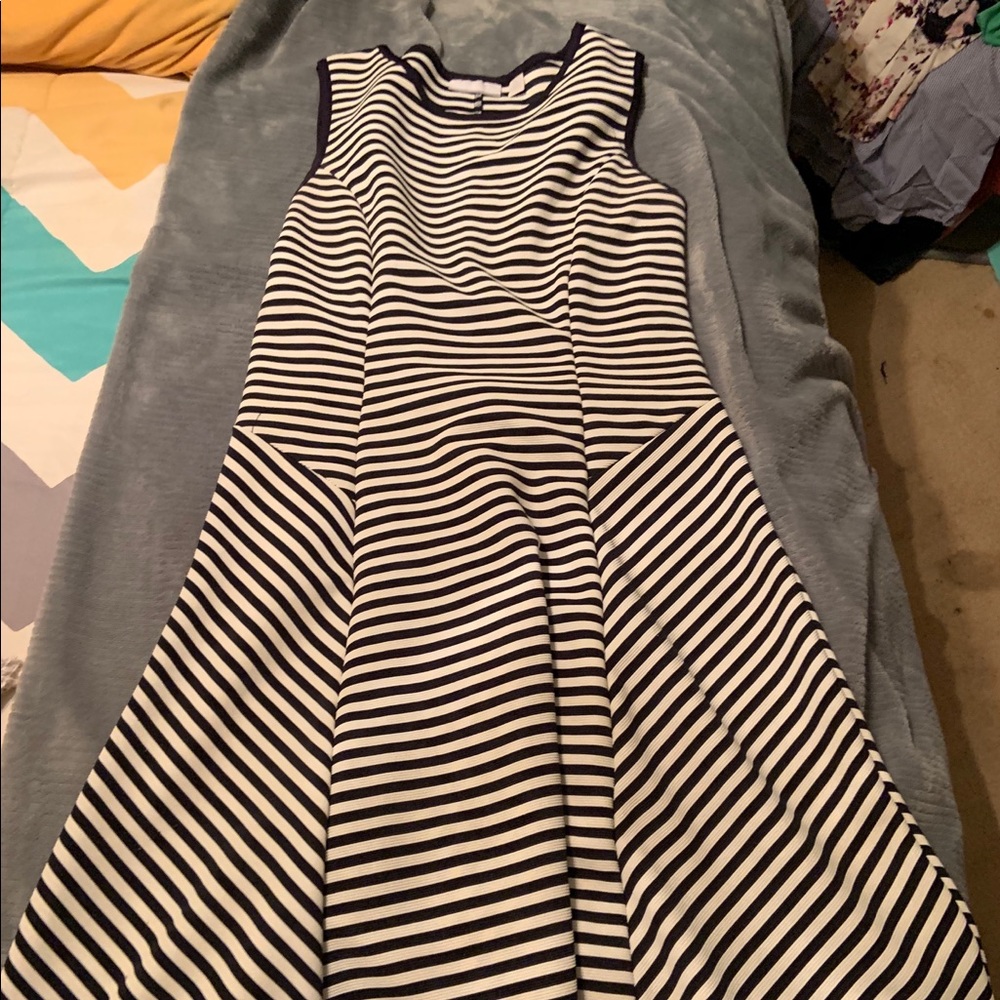 Striped, knee length dress